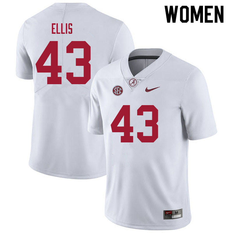 Alabama Crimson Tide Women's Robert Ellis #43 White NCAA Nike Authentic Stitched 2021 College Football Jersey HD16Q43XC